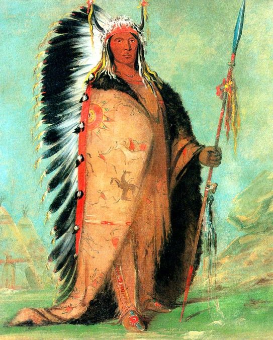 Gc 0002 Chief Black Rock a Plains Indian wearing Eagle feathers and Buffalo robe sqs. , 