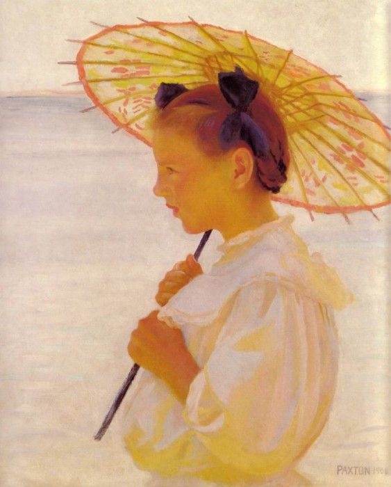 WilliamPaxton ChildInSunlightorTheChineseParasol 1908. ,  