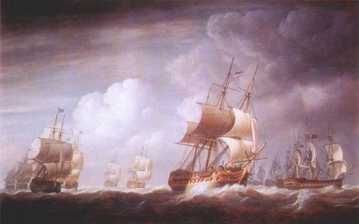 pocock a fleet of east indiamen at sea 1803. 