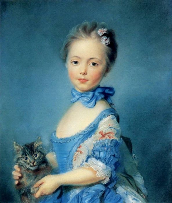 kb Perronneau Jean-Baptiste-A Girl with a Kitten. Perronneau 