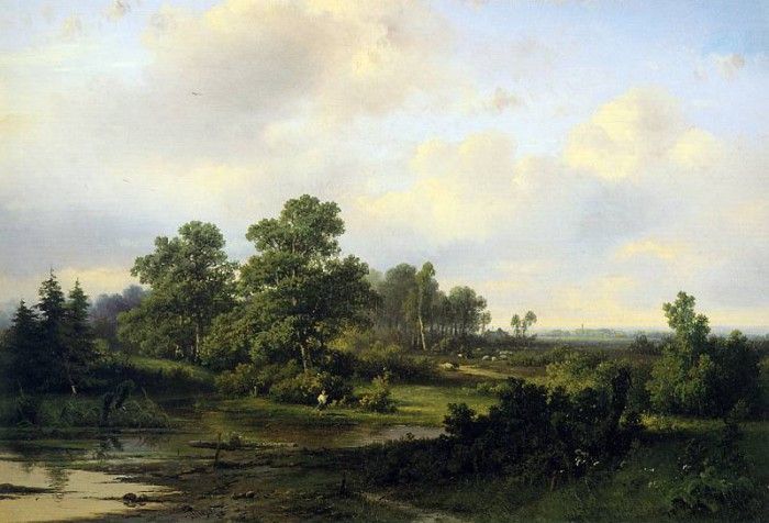 Kluyver Pieter Lodewijk Fisher at a river Sun. , 