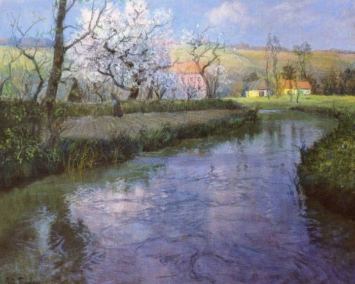 Thaulow Frits A French River Landscape. Thaulow 