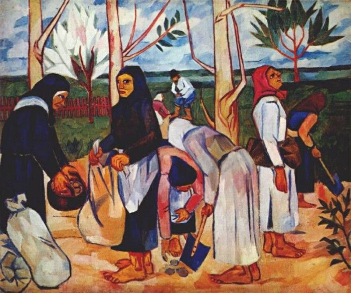 goncharova planting potatoes 1908-9. , 