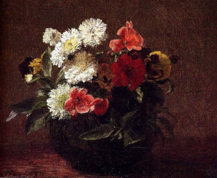 Fantin Latour Henri Flowers In A Clay Pot. ������-�����, �����-����-���-������