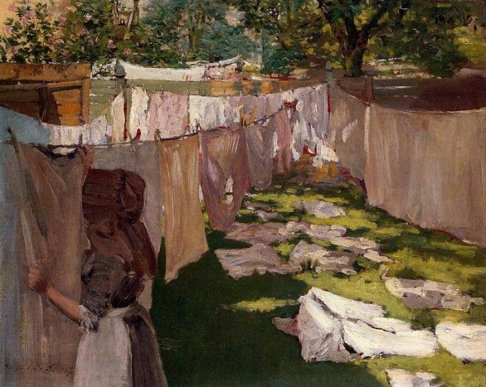 Chase William Merritt Wash Day A Back Yark Reminiscence of Brooklyn. ,  