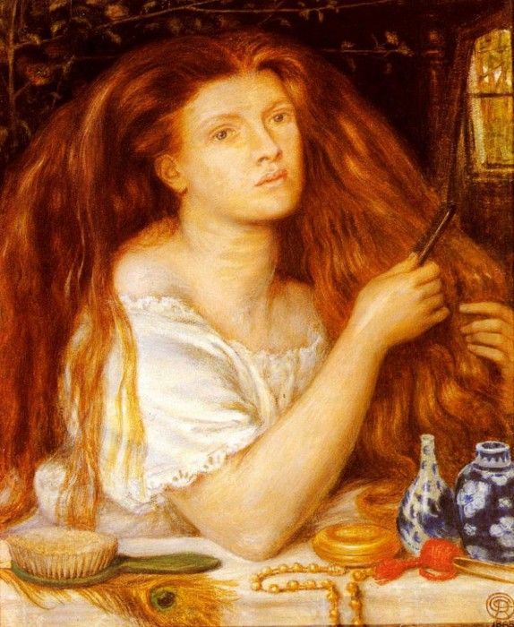 Rossetti Dante Gabriel Woman Combing Her Hair. ,  