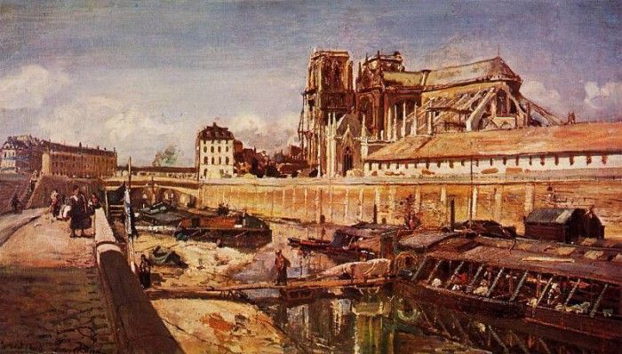 Jongkind Johan Berthold Notre Dame de Paris Seen from the Pont de L-Archeveche. Jongkind,  