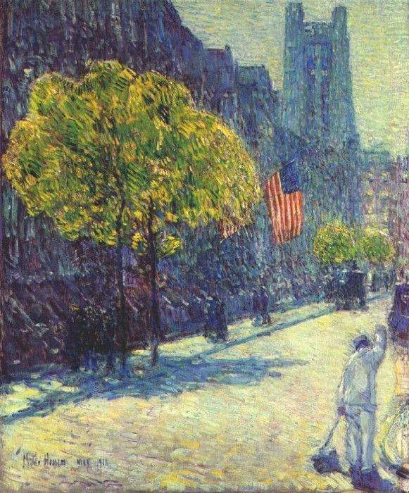 hassam just off the avenue, fifty-third street, may 1916. , 