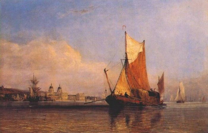 cooke a hay barge off greenwich c1835. ,  