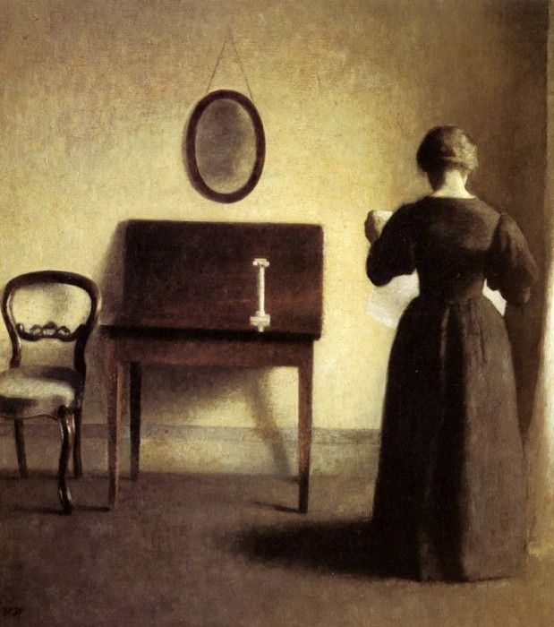 Hammershoi Vilhelm A Lady Reading In An Interior. Hammershoi, 