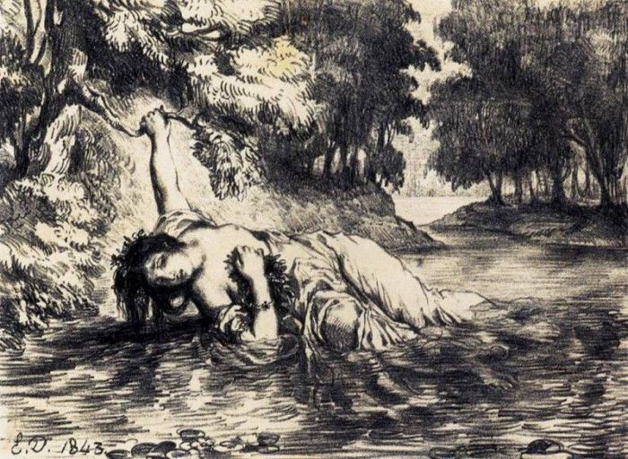 DELACROIX Eugene The Death of Ophelia. , 