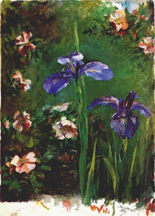 la farge irises and wild roses 1887. , La