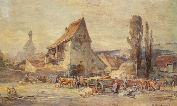 Stuhlmuller Karl The Cattle Market In Dachau. Stuhlmuller, 