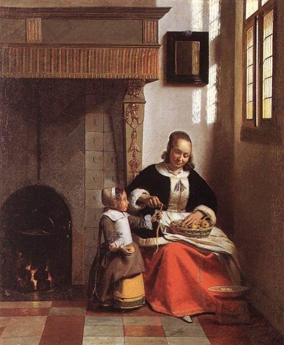HOOCH Pieter de Woman Peeling Apples. Hooch, Pieter De