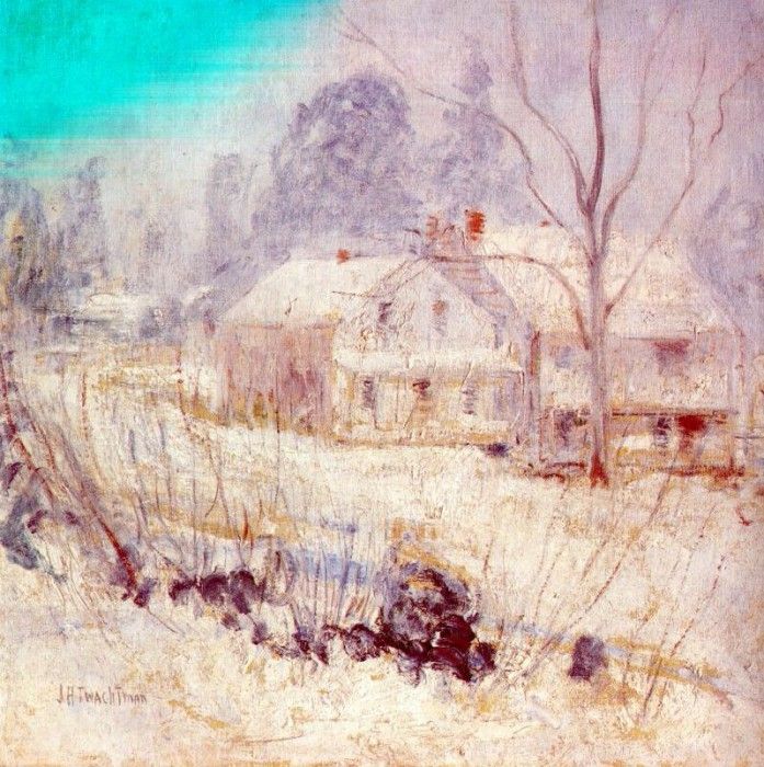 twachtman country house in winter (cos cob) c1901. Twachtmann,  