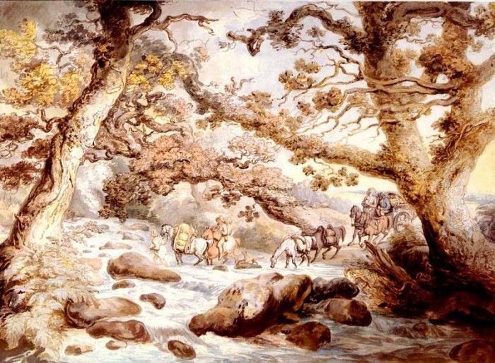 Rowlandson Thomas Fording The River Camel  Cornwall. , 