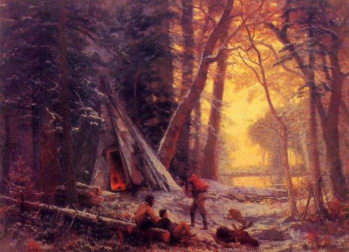 Bierstadt Albert Moose Hunters- Camp. , 