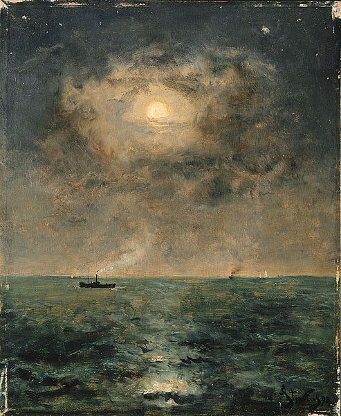 Stevens Alfred Moonlit seascape. , 