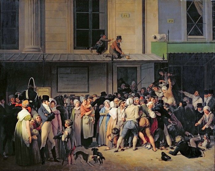 The Entrance to the Theatre before a Free Performance, 1819. ,  