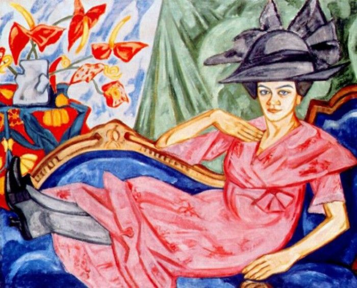 rozanova lady in pink (artists sister anna rozanova) 1911. 