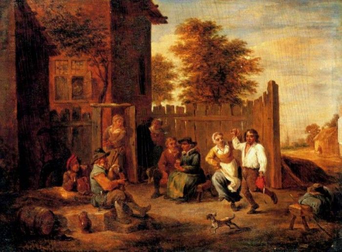 Teniers David Peasants Merrymaking Outside An Inn. ,  