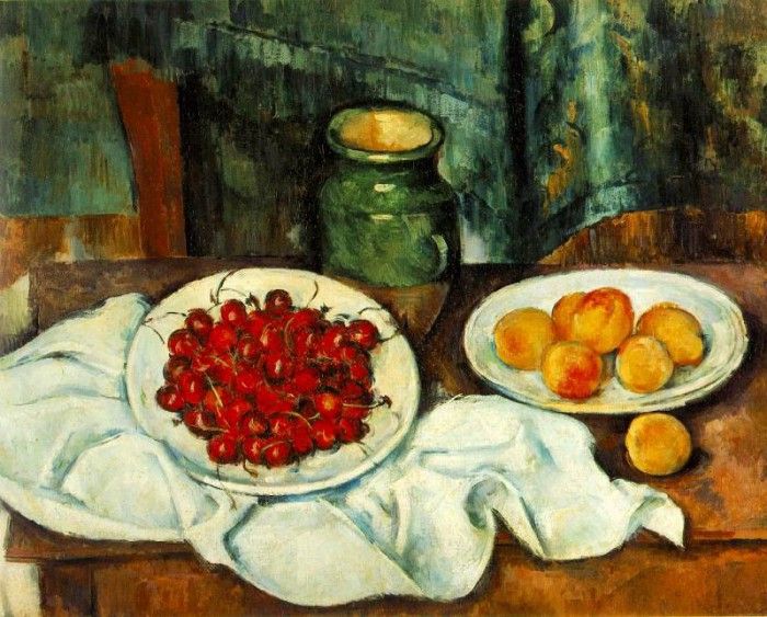 STILL LIFE WITH PLATE OF CHERRIES,1885-87, Los Angeles. , 