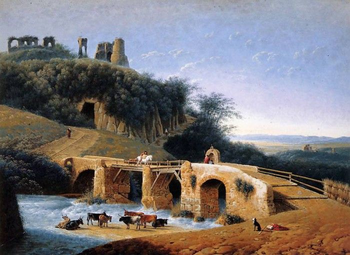 Knip Augustus Landscape with a ruin on a hill Sun. Knip 