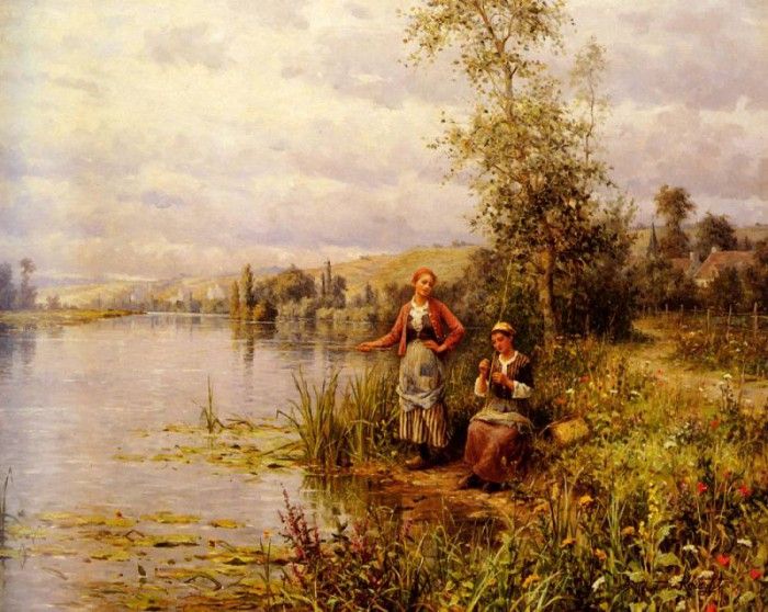 Knight Louis Aston Country Women After Fishing On A Summer Afternoon. ,  