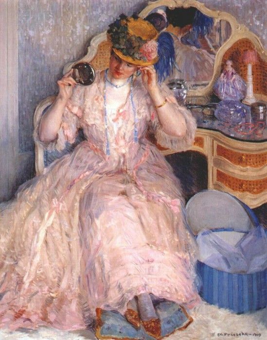 frieseke lady trying on a hat 1909. Frieseke,  