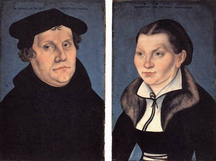 CRANACH Lucas the Elder diptych With The Portraits Of Luther And His Wife. ,  