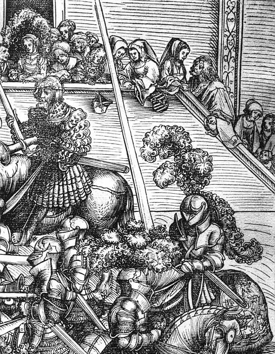 Cranach d.a. Tournament with Lances, detail, 1509, woodcut, . ,  