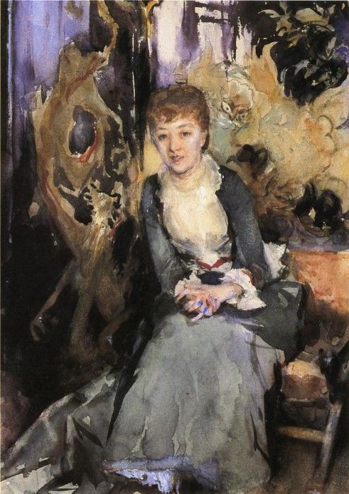 Sargent John Singer Miss Reubell Seated in Front of a Screen. ,  