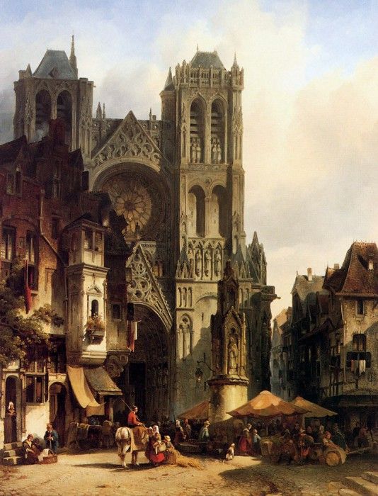 Verveer Salamon Leonardus view wtih a cathedral Sun . , Salomon 