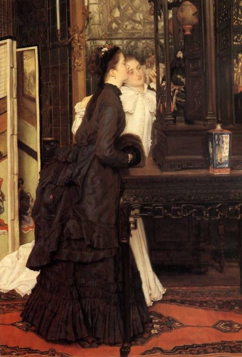 Young Ladies Looking at Japanese Objects. Tissot Jacques Joseph
