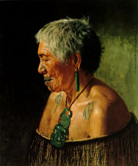 Ahinata Te Rangitautini Tuhourangi tribe 1903 61.5x51.2cm. , 