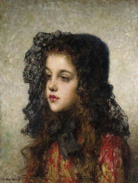 Harlamoff Alexei Little Girl with Veil. ,  Alexeivich