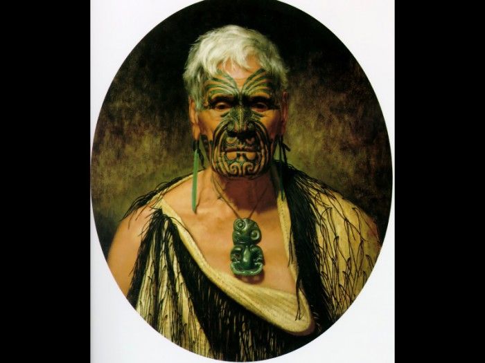 Te Aho a noted Waikato warrior 1902 63.5x54cm. , 