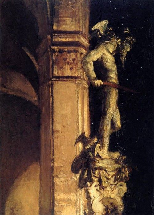 Sargent John Singer Statue of Perseus by Night. ,  