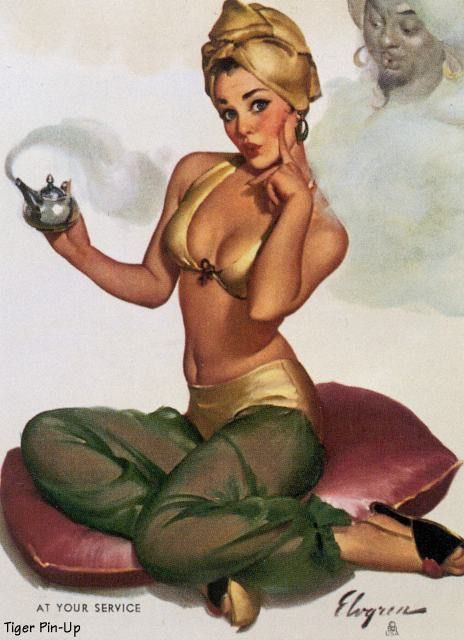 tiger pin-up elvgren 033.  Elvgren