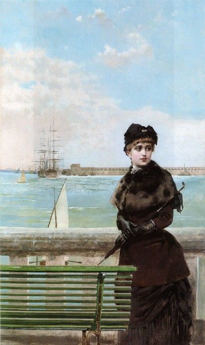 An elegant Woman at St Malo. ,  