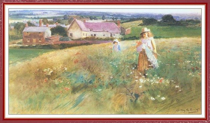 SmithCarletonAlfred GirlsPickingFlowers-We (f085). ,  