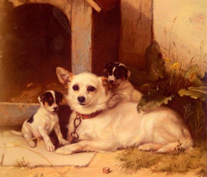Hunt Walter Mother And Puppies. , 