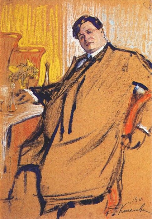 kiseleva breakfast (portrait of pavel schegolev) 1911. 