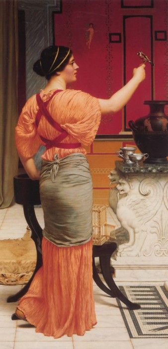 Godward Lesbia with her Sparrow. ,  