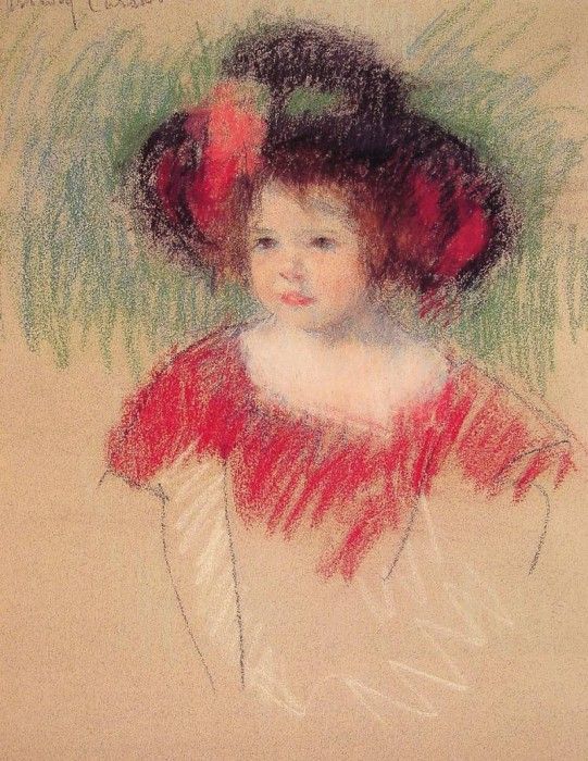 Margot in Big Bonnet and Red Dress.  