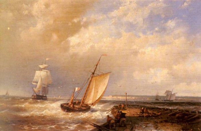 Hulk Abraham A Dutch Pink Heading Out To Sea With Shipping Beyond. , 