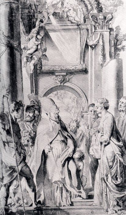 Rubens Saint Gregory With Saints Domitilla Maurus And Papianus 1606. ,  