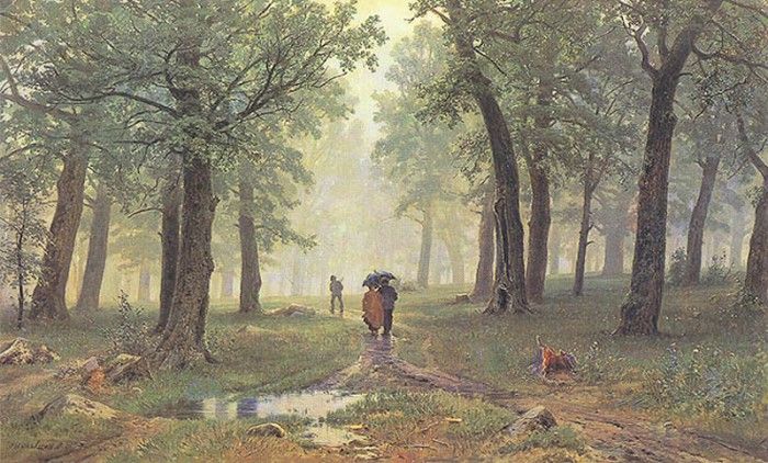 Shishkin Ivan Rain in the Oak Grove 1891. ,  