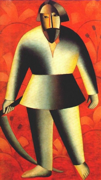 malevich reaper on red background 1912-13. , 