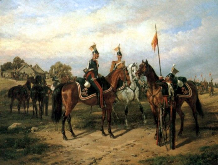 Begegnung Russischer Ulanen Und Dragoner. ,  